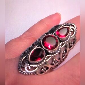 Garnet Stamped 925 Sterling Silver Ring